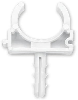 25 Pcs PVC Water Pipe Clamps Clips, U Type Pipe Clamps Hose Hanger Support, Water Pipe Fixed Clips, Push-Fit Fittings Pipe Clips Conduit Fittings for 22mm Pipeline, White