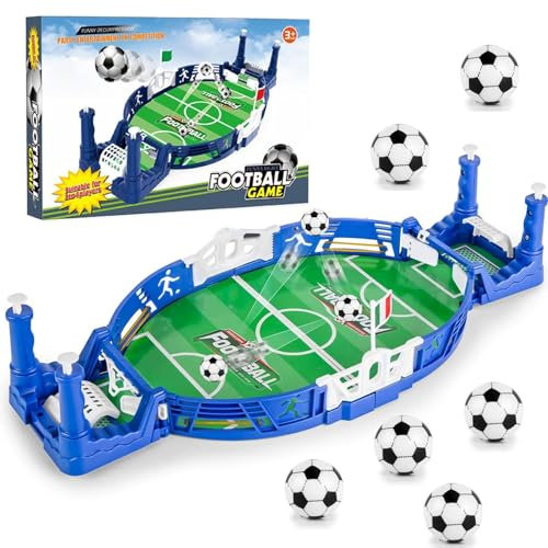 Interaktives TischfußBallspiel, Fußball Geschenke Jungen, Tischfussball Kinder, Mini Tischkicker mit 6 FußBäLle, Tischkicker Spielzeug, 2-Spieler Tischfußballspiel für Kinder Erwachsene