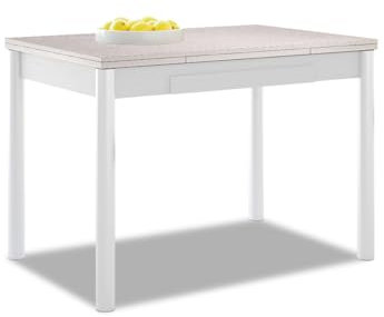 Astimesa - Mesa de Cocina Extensible - Estructura Blanca Tapa Laminado - Color Niebla - Ideal para Espacios Pequeños - Medidas: 90 x 50 cm - Extensible: 140 x 50 cm