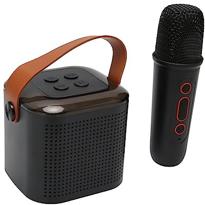 RGB Mini Karaoke Machine Set, Portable Bluetooth Stereo Speaker with 1 Microphone for Kids Adults, Support 512G Storage, Home Handheld Karaoke Machine for Party Birthday (Black)