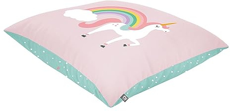 rucomfy Beanbags Printed Kids Large Square Floor Cushion Bean Bag. Perfect for Chidrens Bedroom or Playroom. Giant Plush Pillow for Child with Filling. Machine Washable - 70 x 70cm (Unicorn Castle)