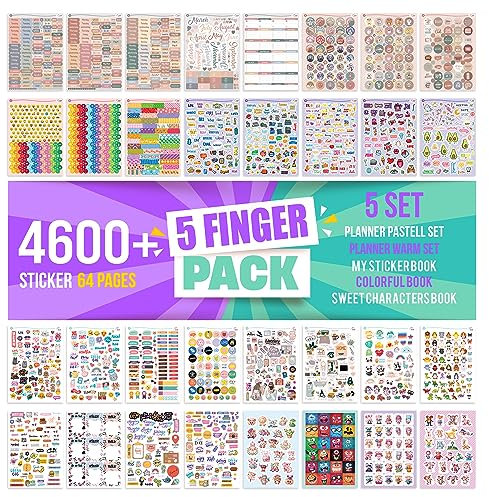 colortouch Planner Stickers Set - 4600+ Stück, 64 Blatt Aufkleber - Sticker Fotoalbum für Kalender, Organizer, Agenda, Journal, Monatsplaner, Notizbuch, Bullet Journal - Kinder, Mädchen, Erwachsene