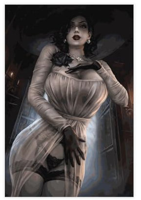 FrySky Resident Evil Village Lady Dimitrescu-Poster, 1 Leinwand-Poster, Wandkunst, Dekordruck, Bild Gemälde für Wohnzimmer, Schlafzimmer, Dekoration, ungerahmt, 30 x 45 cm