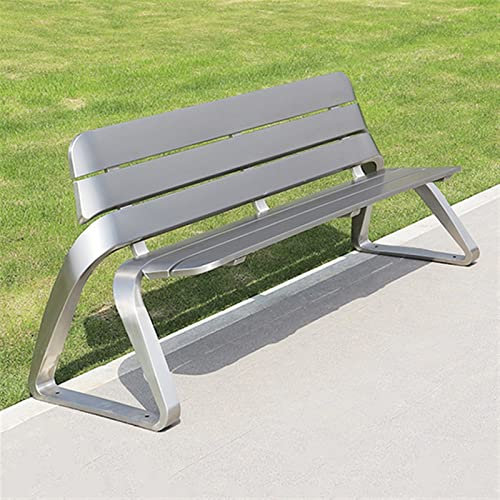 GLigeT Gartenbank Outdoor-Bank, Park-Loungesessel for 3 Personen, einfache Bank aus Edelstahl mit Rückenlehne, 70,8 Zoll, Outdoor-Freizeitgerät mit Holzlatten Bank Sitzbank (Color : B)