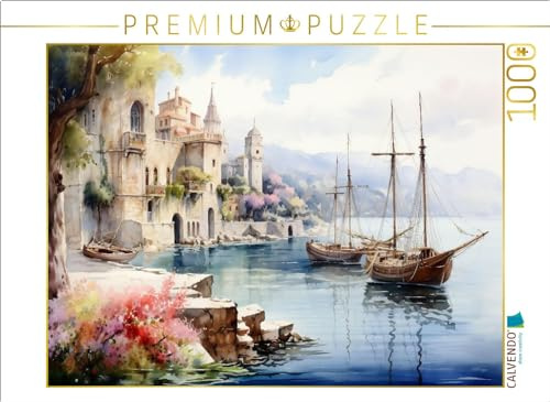 Puzzle · EIN Motiv aus dem Kalender Nah am Wasser gebaut | Märchenhafte Traumschlösser in Aquarell · 1000 Teile · Lege-Größe 64 × 48 cm · CALVENDO Puzzle