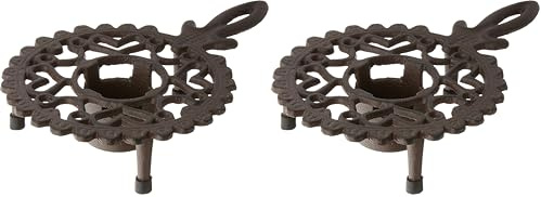 Esschert Design Cast Iron Tealight Warmer,Brown,21.6 x 14.4 x 4.7 cm (Pack of 2)
