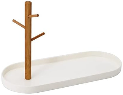 SaiDuoDuo Bandeja de Llaves con Acabado Colgante de Tres Capas de Madera, tazón de Llaves Multifuncional para la Entrada, Acabado de Joyas y vajilla,Blanco