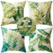 MIULEE Pack of 4er Kissenbezüge Outdoor wasserdichte Leinen Kissen wasserdichte Kissenbezug Gedruckte kissenhülle Für Zelt Park Bett Sofa Stuhl Schlafzimmer Dekorativ Balkon 50x50cm Grün Blätter