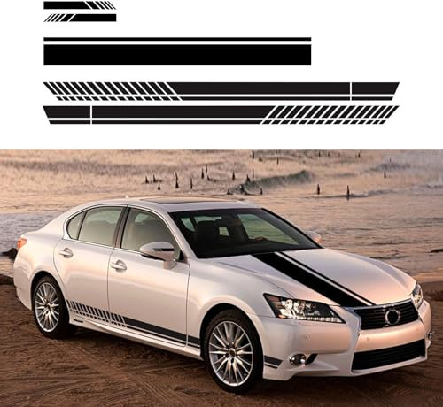 BLAJR Racing Stripes Car Stickers Sport Stripes Decorate Door Hood Mirrors self-Adhesive Vinyl Decal for Car Trucks SUV Off-Road Pickup Trucks (A black(5PCS))