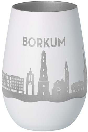 Goodtimes Windlicht Borkum Skyline (Weiß & Silber)