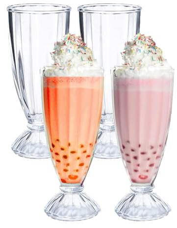 XNSHUN Eiscbecher Glas Set 360ML, Dessertgläser Trinkgläser für Eis Dessert Cocktails Party (4er Set)