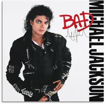 DATOZA Michael Jackson Art Bad Album Poster Dekorative Malerei Leinwand Wandkunst Wohnzimmer Poster Schlafzimmer Malerei,Wandkunst Bilddruck Moderne Familienzimmer Dekor 12x12inch(30x30cm)