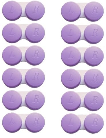 Erewa 12 Pack Contact lens case Contact Lens Holder Box Soak Storage Kit(Purple)
