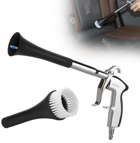 JOAASU Auto Reinigungspistole, Druckluft Reinigungspistole Classic, Reinigungspistole, Hochdruck Luftpistole, Mit Bürste, für Auto, Armaturenbrett, Ledersitze, Teppich, Silber