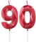 Rote Kerzen zum 90th Geburtstag, 3D Rote Zahl 90 Kerze für Kuchen, Frauen Männer 90th Geburtstag Dekorationen, Rote Kuchendekorationen, Rote Kerze Kuchen für Geburtstagsfeier Hochzeitstag