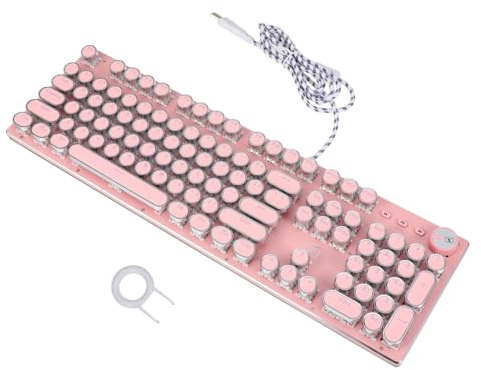 Homoyoyo Clavier Mécanique Rétro Punk Cerise Clavier Gamer sans Fil Design Unique pour Ordinateur Portable Et Bureau Toucher Confortable Et Précis