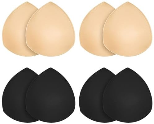 TopBine Bra Pads Inserts, 2 Beige D/E+2 Black D/E, D/E