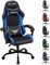 Play Haha Gaming Chair - Office Swivel Computer Work Desk Ergonomic Racing Leather Video Game Chairs (Blue, Lumbar Pad)