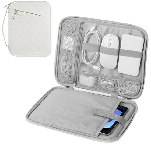 MoKo da 9-11 Pollici Custodia per Tablet, Borsa da Viaggio Protettiva Imbottita per Il Nuovo iPad Air/PRO da 11'' 2024, iPad 10th Gen 10.9, iPad Air 5/4th 10.9, iPad 9/8th 10.2, Tab S9/S8 11, Crema