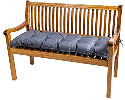 TexDeko® Garden Bankauflage Outdoor Polsterauflage 110x50x8 cm Grau | In- & Outdoor, wasserabweisend, UV-beständig, Bankpolster gesteppt, formstabiles Sitzpolster mit Vließmantel, für Gartenbank