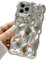 JANDM iPhone 16 Pro Hülle, 3D Wellenmuster Chrom Blase Muster Weiche Vergilbungsfrei Stoßfeste Glitzer Kamera Hülle für Frauen Mädchen Silber