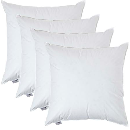 Homescapes Füllkissen 65x65 cm – 4er-Set Federkissen mit Baumwollbezug, Kissenfüllung/Innenkissen für Dekokissen wie Sofakissen, Bettkissen, Cocktailkissen & Kopfkissen