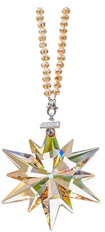 susiodeu Exquisite Weihnachtsstern Dekorationen leuchten hell auf dem Baum. Kristall Weihnachtsbaumschmuck, Glas Schneeflocken Dekoration, B, 75MM