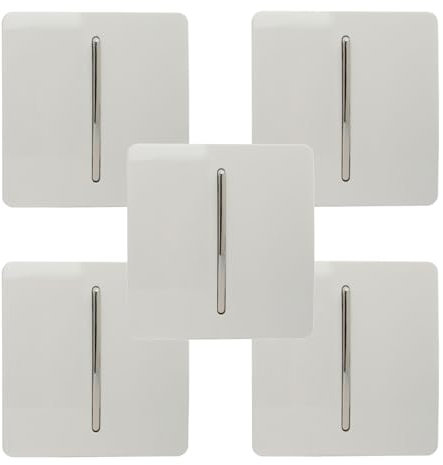 Trendi Modern 1 Gang 1 or 2 way Screwless Rocker Light Switch in Ice White (Pack of 5)