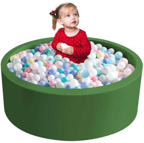 Aunekiv Bällebad für Baby ab 1 Jahr, Rundes Weiches Bällebad ohne Bälle, Schaumstoff Bällebad Kinder, 90x30 cm Bällepool Ballgruben Spielzeug für Kleinkinder, Grün