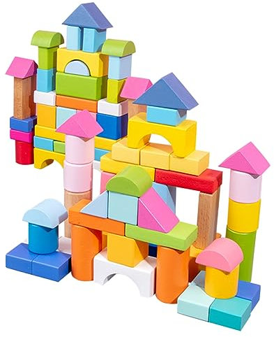 Abaodam 100 Stück Pädagogisches Holzbausteine Für Kinder Geometrische Bauklötze Aus Umweltfreundlichem Holz Fördert Kreativität Und Feinmotorik Bei Kleinkindern