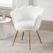 Ya-Home Sessel Wohnzimmer aus Teddystoff, Schminktischstuhl mit Goldfuß Gepolsterter Blumenform Loungesessel Relaxsessel für Wohn/Schlafzimmer, Weiß