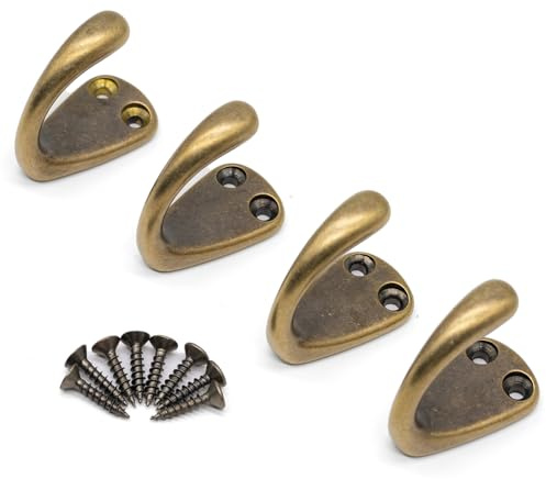 FIRSORCA 4PCS Vintage Bronze Coat and Hat Hook Classic Simple Hooks Wall Mounted Bath Stands for Hanging Clothes Hangers Scarf Towel Key Cup