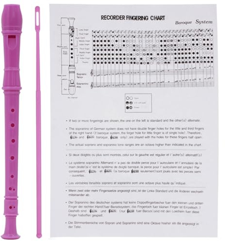 NHJSDLLMNZ Instrument à Vent Flûte traversière 8 Trous for débutant avec Tige, flûte à Bec Soprano, Clarinette, flûte Alto Allemande, Instruments à Vent(Rose Red)