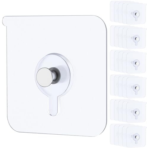 Uniclife 30 Pcs Ganci Adesivi per Quadri Portata 15 kg Ganci Murali Pesanti Senza Chiodi Portaquadri Adesivi Trasparenti Impermeabili per Appendere Cornici Specchi Decorazioni in Bagno Cucina Casa