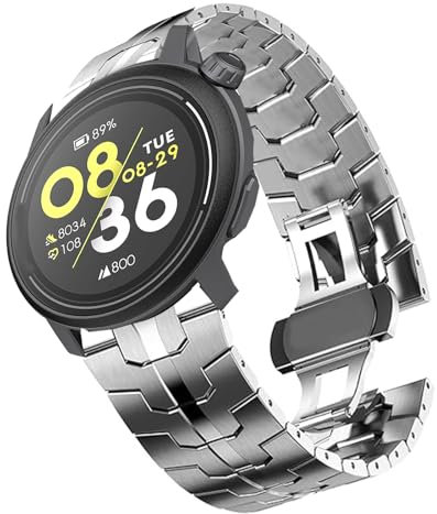 Blueshaweu Kompatibel für COROS Smartwatch Armband Edelstahl, 20mm 22mm Herren Metall Glieder Ersatzarmband Kompatibel mit Coros Pace 3/ PACE 2/ APEX 2 /APEX 2 Pro etc (Silber, 20mm)
