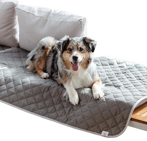 SympaTierisch Hundedecke wasserdicht & waschbar - Premium Hundedecke für Sofa, Auto & Boden – 6-lagig, beidseitig wasserfest, maschinenwaschbar bis 60 °C - 150x130 cm