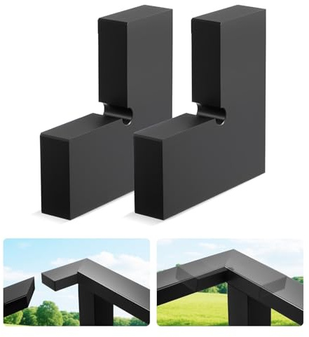 VEVOR 2 Pack Corner Connectors for Handrail, Extension Stair Railing Accessories, POM Hand Rail Connector Fittings for Rectangular Cable Railing, Deck Cable Rail System Outdoor, Matte Black, HT-05