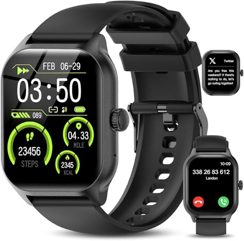 LAOYABB Smartwatch Uomo Donna, Sportivo Fitness Tracker con Effettua o Risposta Chiamate, 2.01 Intelligente Orologio con Contapassi/Cardiofrequenzimetro/Sonno, IP68 Smart Watch per Android iOS