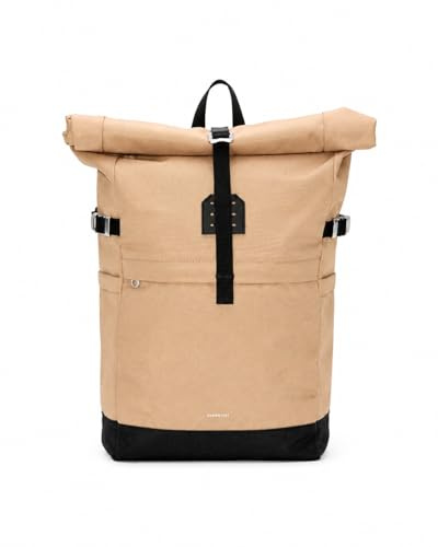 Sandqvist Icon Rolltop Backpack 14”, 23L, Beige, Laptop Backpack, 14 Laptop Compartment, Water-Resistant, Recycled Materials