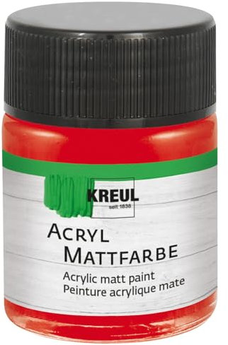 KREUL 75555 - Pintura acrílica mate, rojo brillante en bote de 50 ml, pintura al agua cremosa, opaca, de secado rápido, adecuada para muchas superficies diferentes