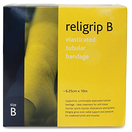 Reliance Medical Religrip Elasticated Tubular Bandage - Supportive and Comfortable, Ideal for Soft Tissue Injuries, Dislocations, and Sprains, 10 m, Size B, White