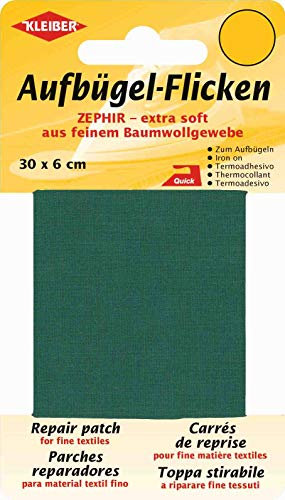 Kleiber 30 x 6 cm Extra Soft Fine Cotton Iron-On Repair Tape, Green