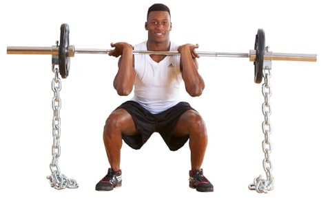 Sport-Thieme Powerketten | Set: 2X Gewichts-Ketten aus verchromten Stahl | Für Workout o. Befestigung an Hantelstange | 2X 8 kg, 2X 12 kg, 2X 16 kg | Länge je Kette: 150cm | Markenqualität