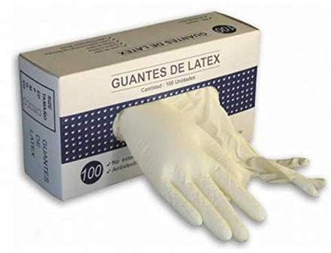 Luna V14101 Caja de 100 Guantes de Látex, Talla Mediana