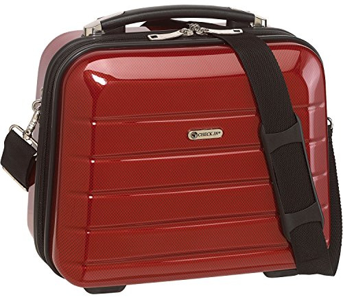 Check In Beautycase Kosmetikkoffer Schminkkoffer Beauty Case London aufsteckbar auf Trolley Polycarbon & ABS (carbon - rot)