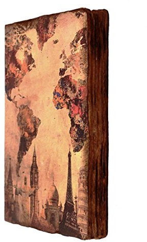 Purpledip Handmade Journal (Vintage Diary) 'One World': Fire Burnt Handmade Paper Notebook; Unique Gift For Personal Memoir (11120)