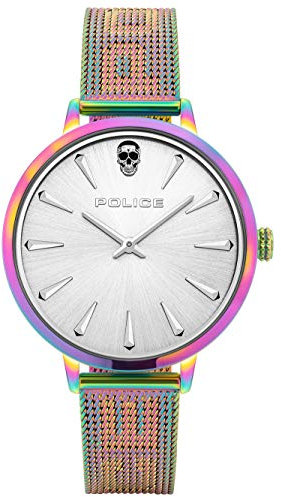 Police Unisex Erwachsene Analog Quarz Uhr mit Edelstahl Armband PL16035MSRW.04MM
