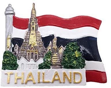 3D Flag Thailand Refrigerator Magnet Tourist Travel Souvenirs Handmade Resin Craft Magnetic Stickers Home Kitchen Decoration Fridge Magnet Collection Gift