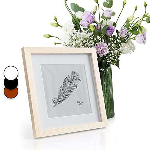 Casa Chic Square Picture Frames, 28x28 cm Photo Frame, Standing/Wall Mounted Photo Frames For Home & Office, Vertical/Horizontal Display, Real Glass & Wood, Passepartout Poster Frame, Picture Frame