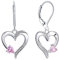 YL Herz Ohrringe 925 Sterling Silber Schnitt Oktober Geburtsstein Rosa Zirkonia Liebe Herz Tropfen Ohrringe für Damen
